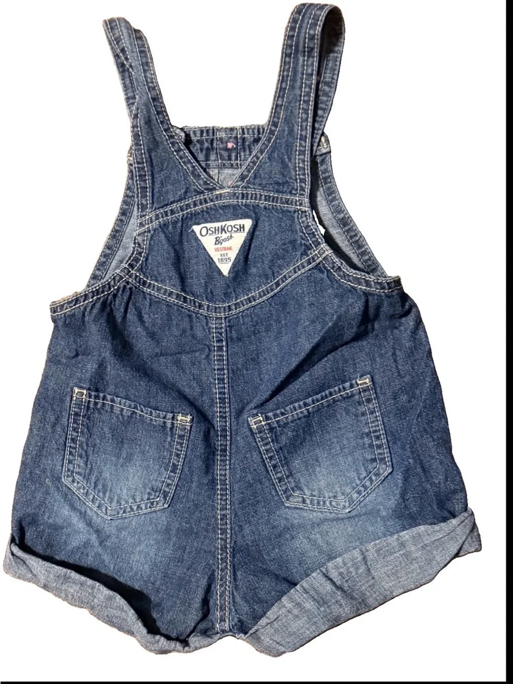 OshKosh B'gosh Pleated Denim Shortalls Romper 18M - EUC